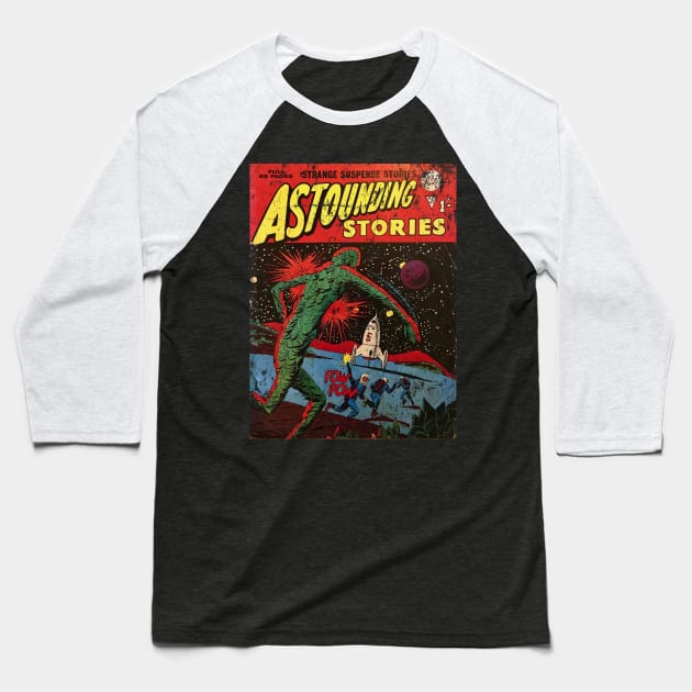 Astounding Stories Baseball T-Shirt by MindsparkCreative